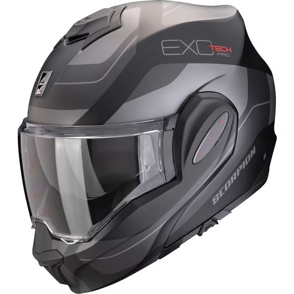 Casca modulara flip-back SCORPION EXO-TECH EVO PRO COMMUTA S Negru/Argintiu/Rosu, 4, nordicamoto.ro