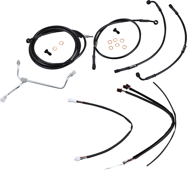 Complete Black Vinyl Handlebar Cable/line Kit For Ape Hanger Handlebars Black, 1, nordicamoto.ro