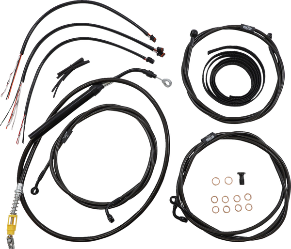 Complete Midnight Braided Handlebar Cable/brake Line Kit Black, 1, nordicamoto.ro
