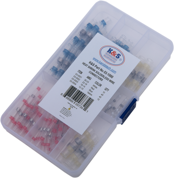 Heat-shrink Solderless Wire Connector Kit/refill Blue, Red, White, Yellow-5