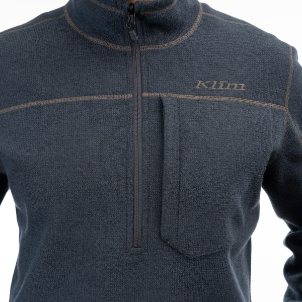 Pulover Snowmobil Klim Bighorn Canyon Wool Fleece 1/4 Zip Mid Layer Black Heather-5