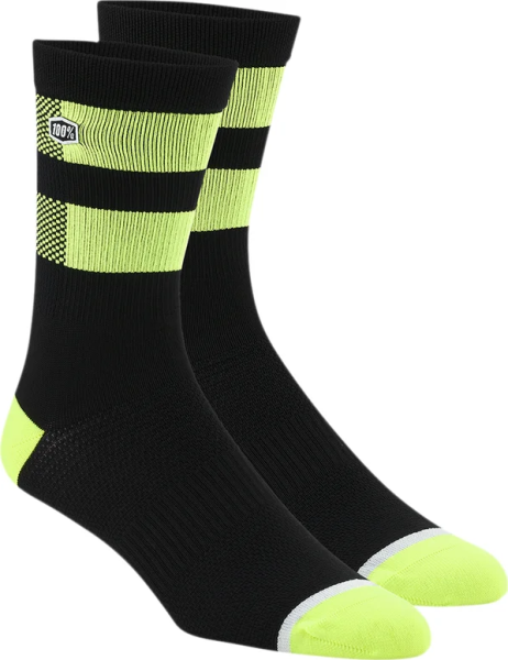 Sosete 100% Flow Black/Fluorescent Yellow S/M, 1, nordicamoto.ro