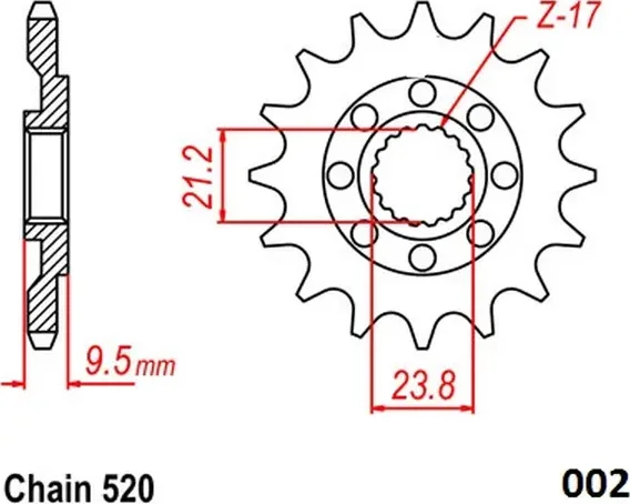 Pinion Fata Honda CR 250/450 1500 88-17 Moto Master-0