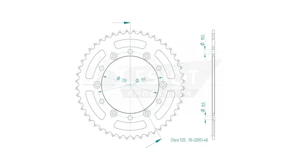 Pinion standard spate 520 negru, 2, nordicamoto.ro
