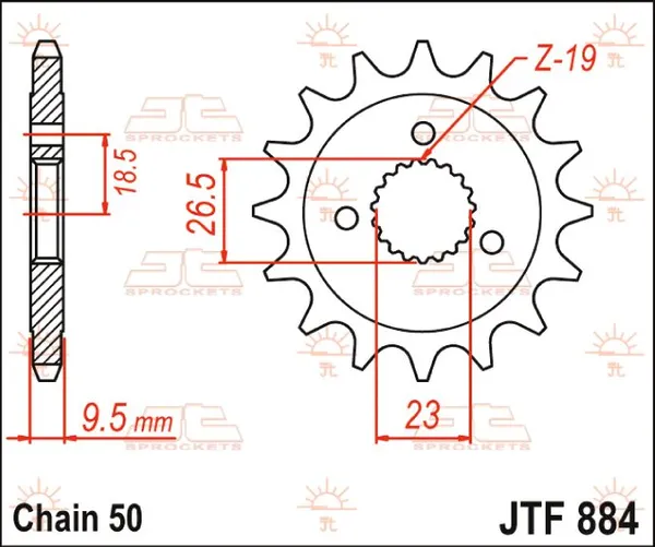 JT SPROCKETS Pinion față, culoare naturală, 2, nordicamoto.ro
