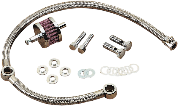 Braided Hose Crankcase Breather Kit Natural, 1, nordicamoto.ro