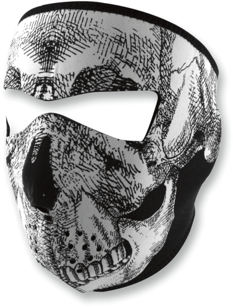 Face Mask Skull Face Black, Gray, White, 1, nordicamoto.ro