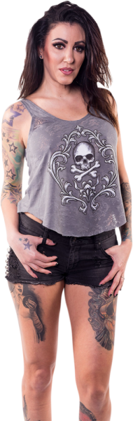 Women's Skull And Crossbones Loose Tank Top Gray M, 3, nordicamoto.ro