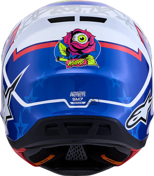 Casca Alpinestars S-M7 Blaster Alb/Albastru/Rosu XS, 8, nordicamoto.ro