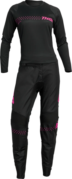 Tricou Dama Thor Sector Minimal Black/Fluo Pink L, 2, nordicamoto.ro