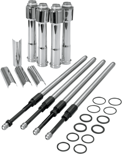 Quickee Pushrod Kit With Chrome Covers Chrome, 1, nordicamoto.ro