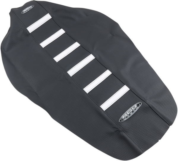 6-rib Gripper Seat Cover Black, White, 2, nordicamoto.ro
