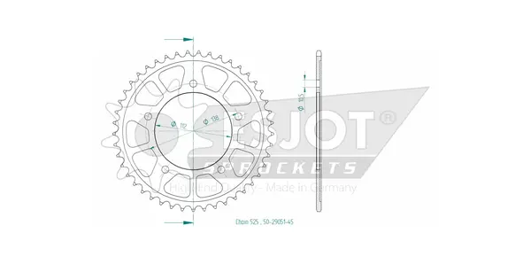 Pinion standard spate 525 negru, 2, nordicamoto.ro