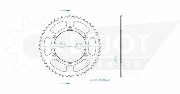 Pinion standard spate 520 negru, 2, nordicamoto.ro