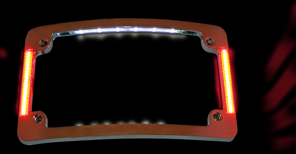 Tri-radius License Plate Frame With Flushmount Leds Amber, Red, White, 1, nordicamoto.ro