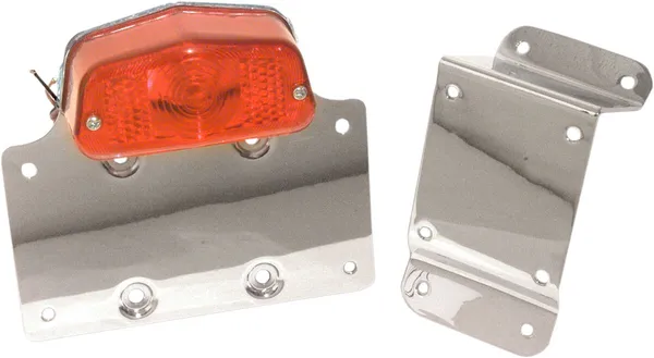 Lucas-style Taillight With License Plate Bracket Chrome-0