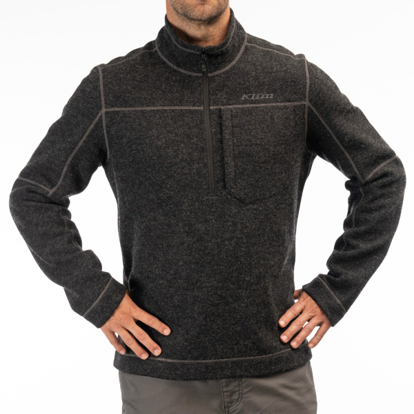 Pulover Snowmobil Klim Bighorn Canyon Wool Fleece 1/4 Zip Mid Layer Black Heather-15