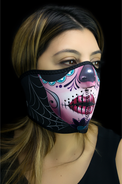 Half Mask Sugar Skull Pink, 2, nordicamoto.ro