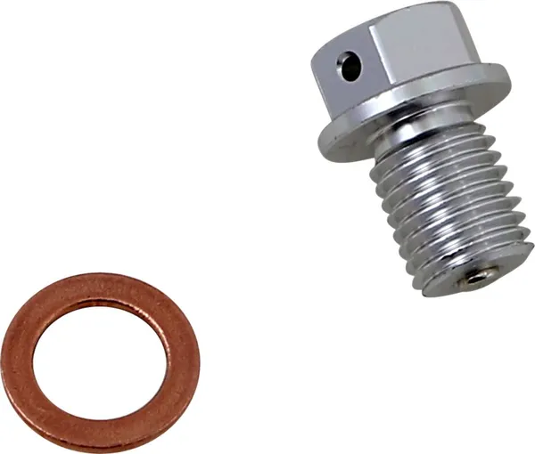 MOOSE RACING Magnetic Drain Plug Silver, Anodized Clear 