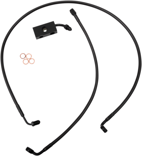 Midnight Braided Brake Line Kit Black, Midnight 38 cm - 43 cm (15' - 17'), 1, nordicamoto.ro