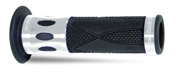 Single Density Grips Anodized, Black, Silver, 1, nordicamoto.ro