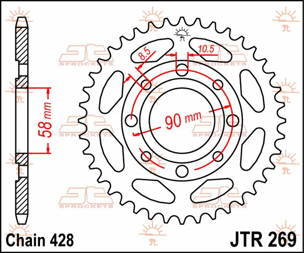 Jtr865.43 Rear Replacement Sprocket 43 Teeth 50 Pitch Natural Steel Natural, 1, nordicamoto.ro