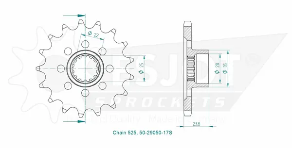 Sport Sprocket Front 525 Natural, 2, nordicamoto.ro