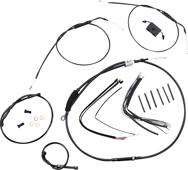 Extended Handlebar Cable And Brake Line Kit For Sportsters With Abs Black, 1, nordicamoto.ro