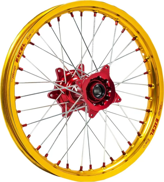Elite Mx-en Wheel, Silver Spokes Gold, Red-0