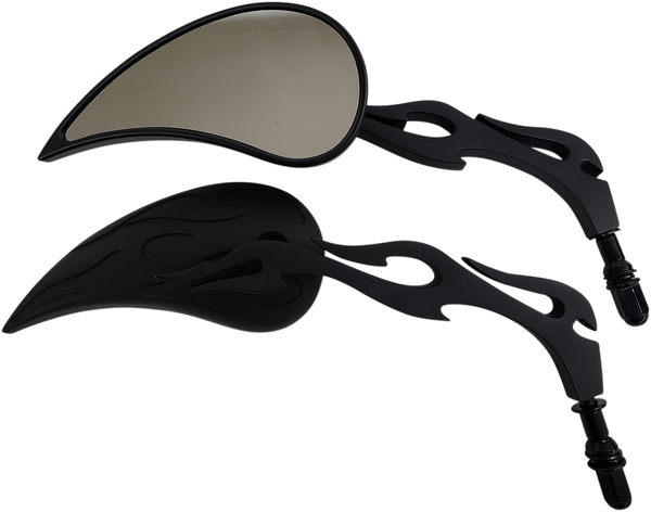 Flame Billet Mirrors Anodized Black, 1, nordicamoto.ro