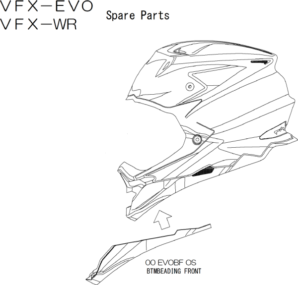 Element inferior față casca SHOEI VFW06/VFWR Portocaliu-4