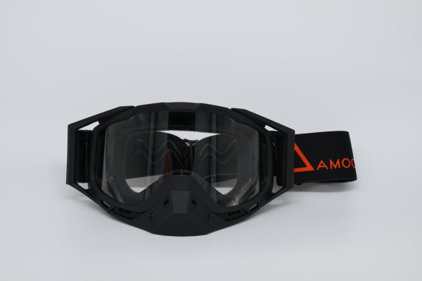 AMOQ Youth Snow Goggles Black-Orange, clear lens-0