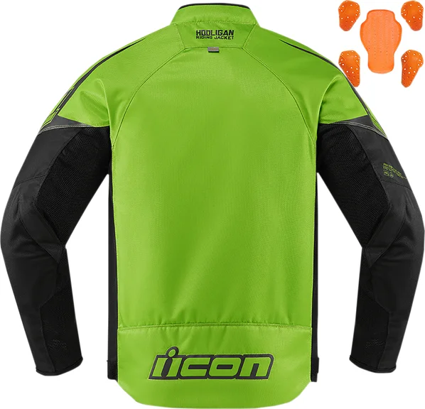 Geaca Textil Icon Hooligan Black/Green 4XL, 2, nordicamoto.ro