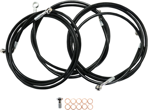 Black Braided Brake Line Kit Black 30, 1, nordicamoto.ro