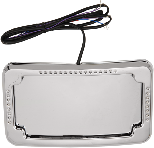 Curved Slick Signals License Plate Frame With 3-hole Backing Plate Chrome, 1, nordicamoto.ro