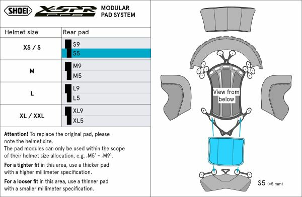Burete central spate casca SHOEI XPRO Type-P XL9-0