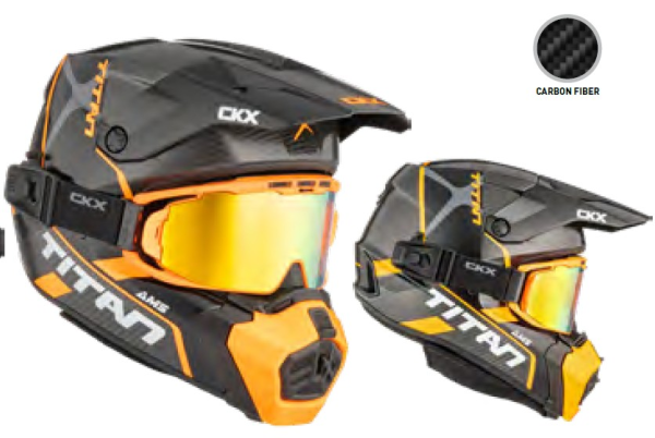 Cască CKX Titan AMS Conrod Orange Matt Carbon + ochelari de protecție, M, 1, nordicamoto.ro