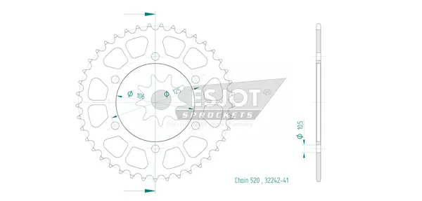 Pinion standard spate 520 negru, 2, nordicamoto.ro