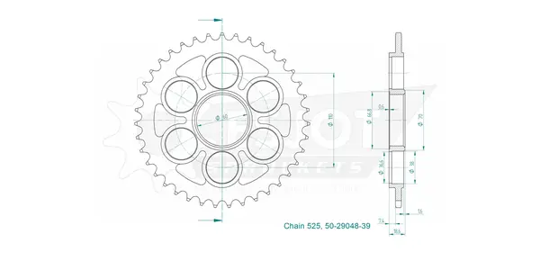 Standard Sprocket Rear 525 Zinc Plated, 2, nordicamoto.ro