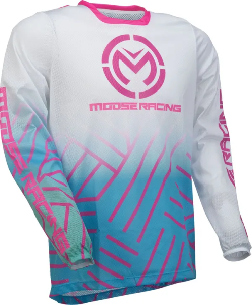 Tricou MOOSE RACING Sahara White/Blue/Pink-3