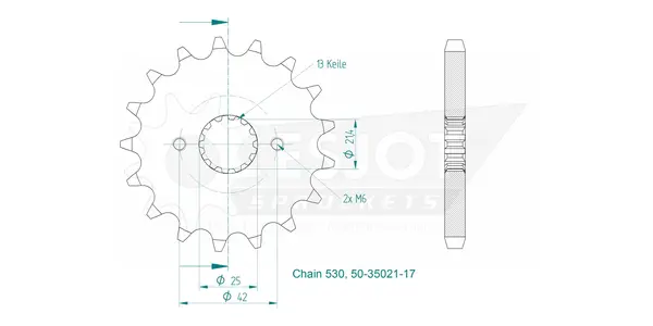 Standard Sprocket Front 530 Natural, 2, nordicamoto.ro