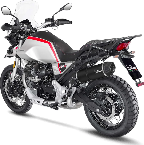 Tobă de eșapament LeoVince LV One Evo Black Edition Slip-On pentru Moto Guzzi V85 TT, 3, nordicamoto.ro