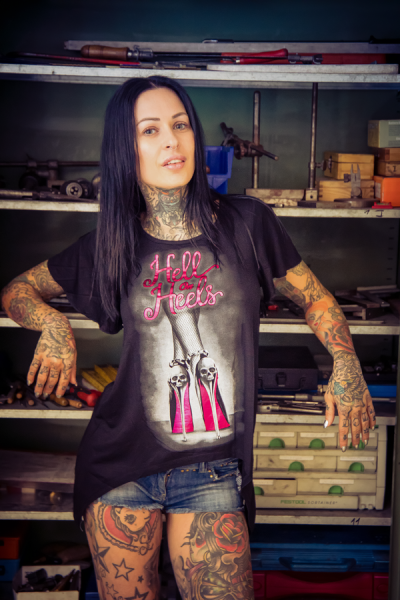 Women's Hell On Heels Split Back T-shirt Black S, 3, nordicamoto.ro