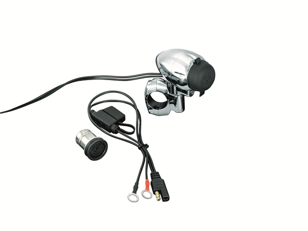 Electrical Power Point With Handlebar Mount Black, Chrome, 1, nordicamoto.ro