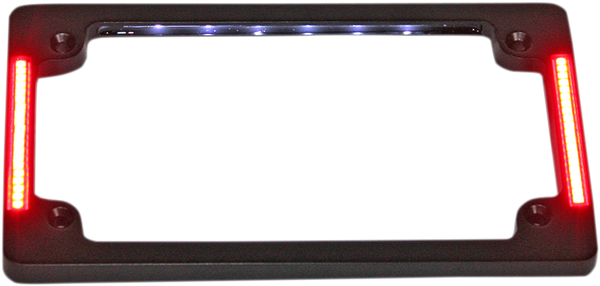 Tri-horizontal Motorcycle Plate Frame With Flush-mount Leds And Led Plate Illumination Red, White, 1, nordicamoto.ro