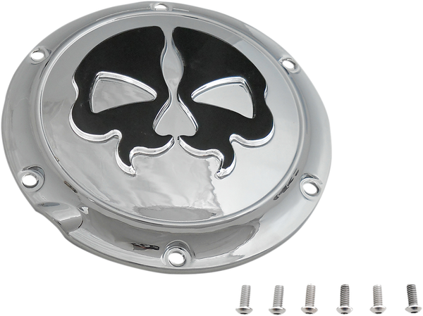 Split Skull Derby Cover Black, Chrome, 1, nordicamoto.ro