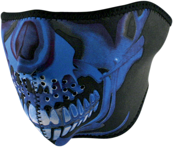 Half Mask Bl Chrome Skull Blue, 1, nordicamoto.ro