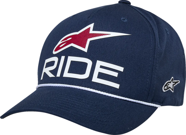 Ride Comp Curved Bill Snap Hat White, Navy 