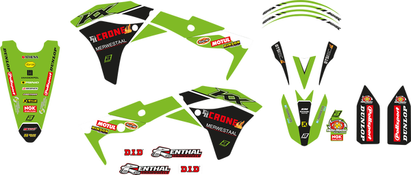Graphic Kit With Seat Cover Replica Team Kawasaki H&f 2022 Green, Red, Black, 4, nordicamoto.ro