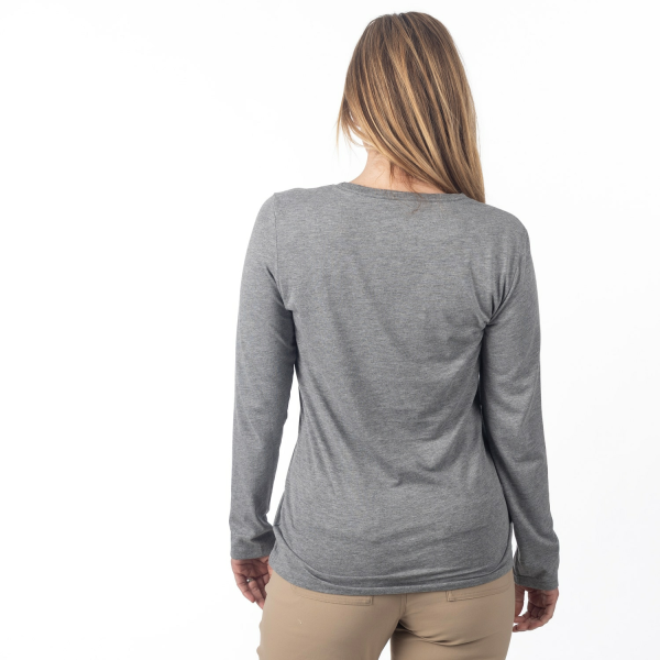 Tricou Dama Klim Haven Tri-blend LS Heathered Gray - Rain Forest-5